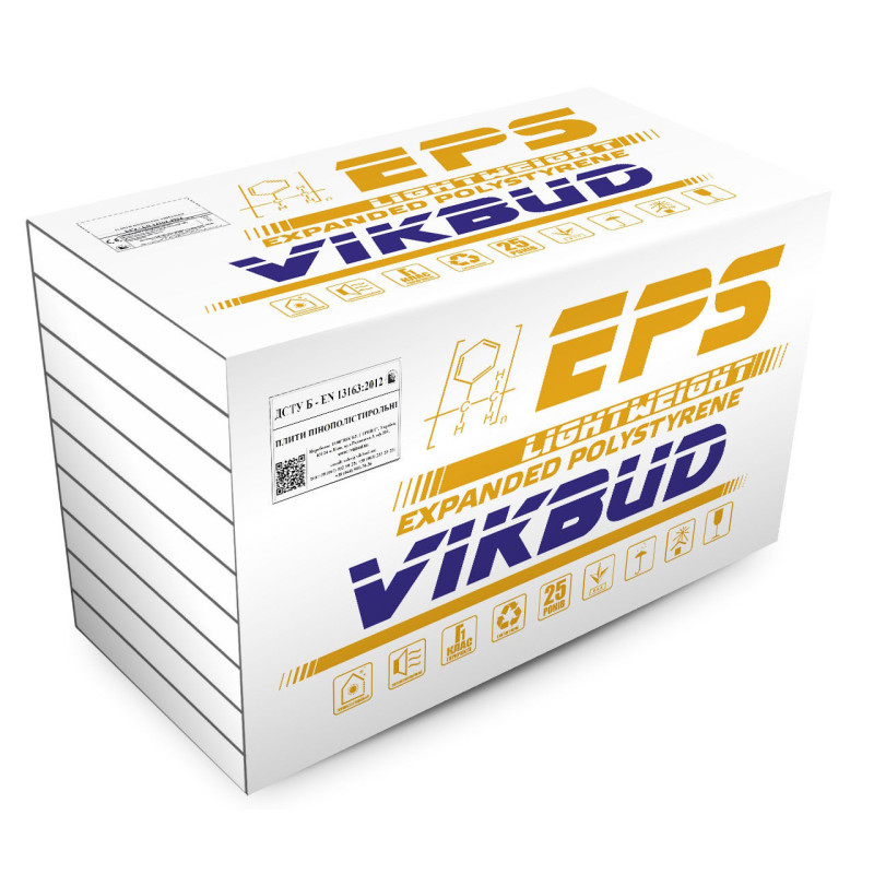 Пінопласт VIKBUD EPS S-LIGHTWEIGHT 1000*500*100мм (8кг./м3)
